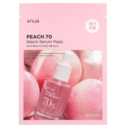 ANUA - Peach 70 Niacin Serum Mask, 25ml - rozjaśniająco-ujędrniająca maska do twarzy