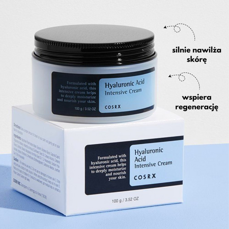 COSRX - Hyaluronic Acid Intensive Cream - 100ml - Intensywnie Nawilżający Krem Do Twarzy z Kwasem Hialuronowym