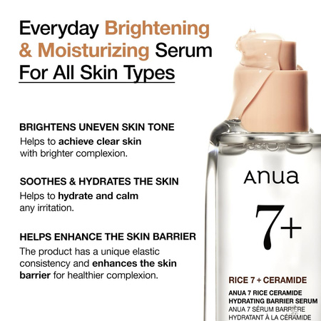 Anua Rice 7 Ceramide Hydrating Barrier Serum - 50ml - Ujędrniająco-rozjaśniające Serum Do Twarzy