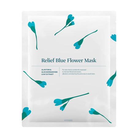 HYGGEE - Relief Blue Flower Mask, 35ml - łagodząca maska w płachcie